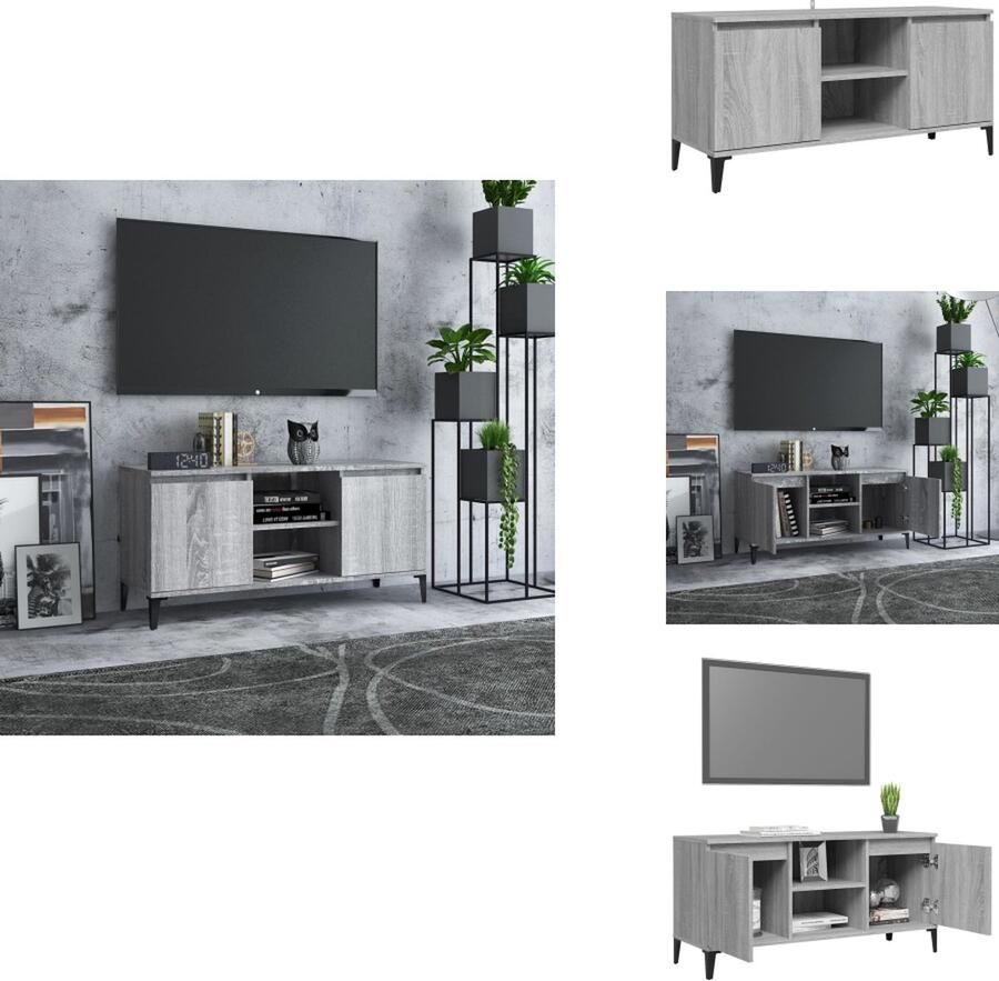 VidaXL Tv-meubel Tv-meubelen Stereokast Televisiemeubel Tv-meubel met metalen poten 103 5x35x50 cm grijs sonoma eiken