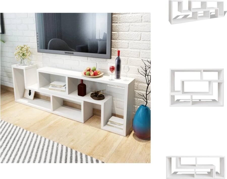 VidaXL Tv-meubel Tv-meubelen Televisiekast Mediakast Tv-meubel dubbel L-vormig wit