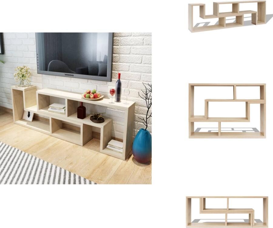 VidaXL Tv-meubel Tv-meubelen Televisiekast Mediakast TV-meubel Dubbel L-vormige eiken