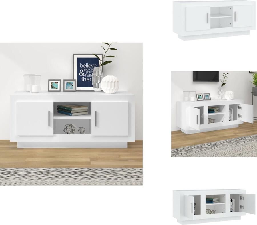 VidaXL Televisiemeubel Stereokast 102 x 35 x 45 cm Wit Kast