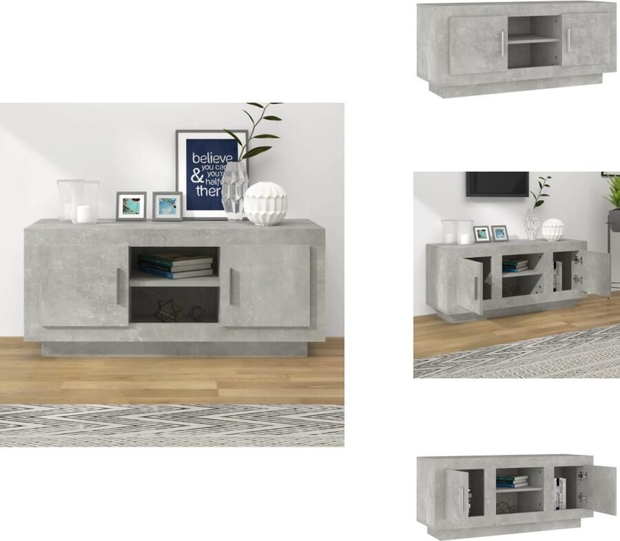 VidaXL Tv-meubel Tv-meubelen Televisiekast Stereokast Tv-meubel 102x35x45 cm bewerkt hout betongrijs