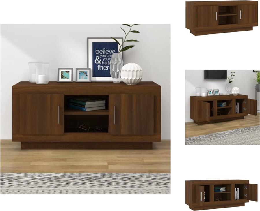 VidaXL Tv-meubel Tv-meubelen Televisiekast Stereokast Tv-meubel 102x35x45 cm bewerkt hout bruineikenkleurig - Foto 2