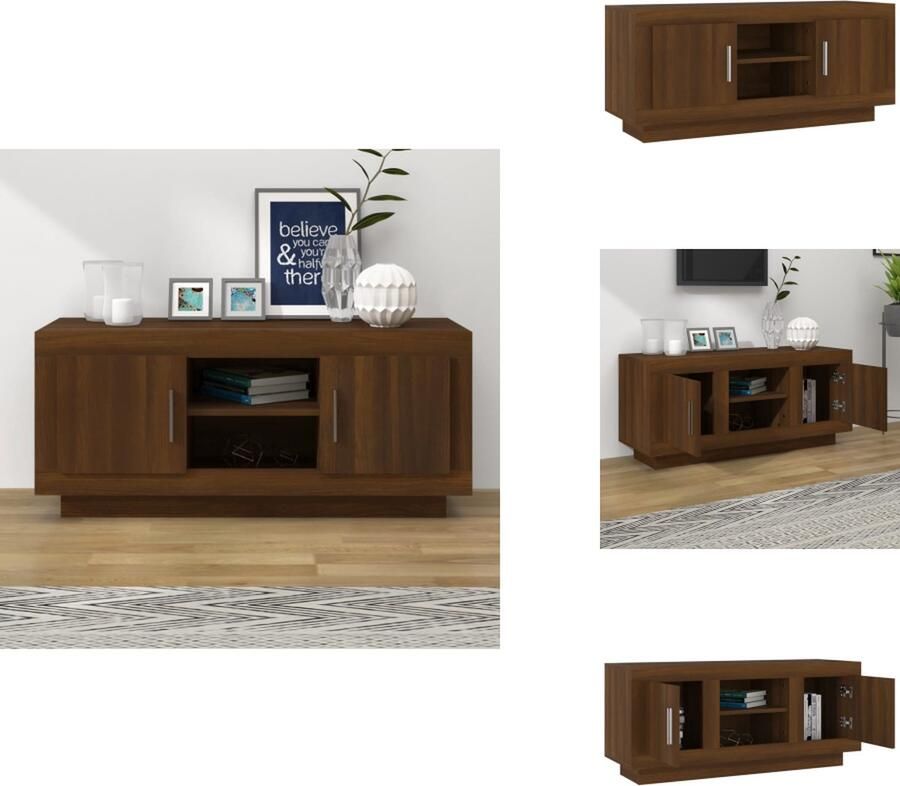 VidaXL Tv-meubel Tv-meubelen Televisiekast Stereokast Tv-meubel 102x35x45 cm bewerkt hout bruineikenkleurig