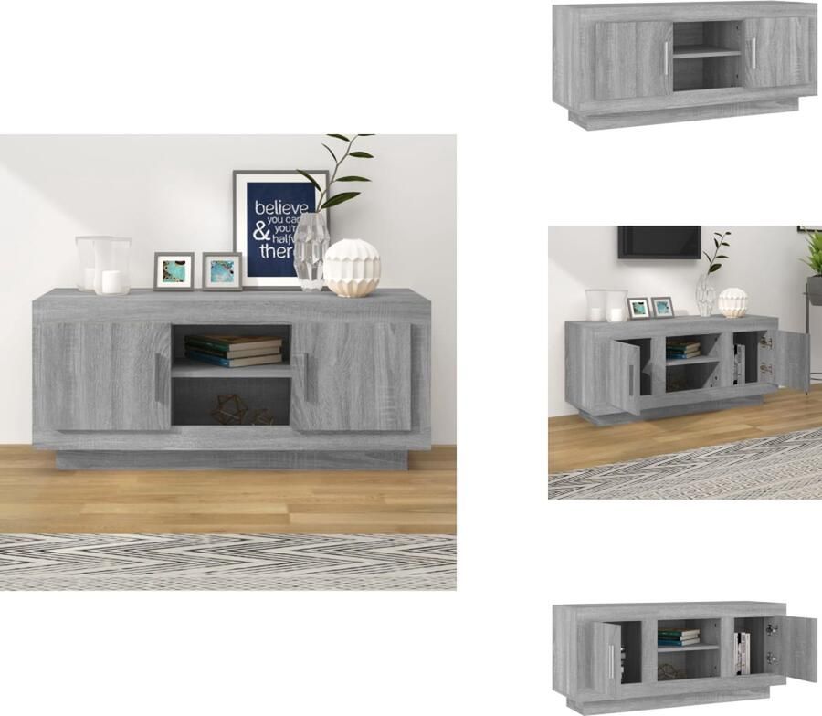VidaXL Tv-meubel Tv-meubelen Televisiekast Stereokast Tv-meubel 102x35x45 cm bewerkt hout grijs sonoma eikenkleurig