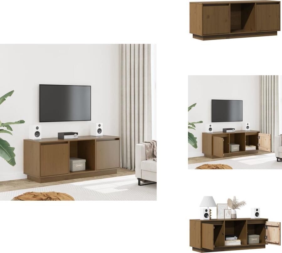 VidaXL Tv-meubel Tv-meubelen Televisiekast Tv-kast Tv-meubel 110-5x35x44 cm massief grenenhout honingbruin