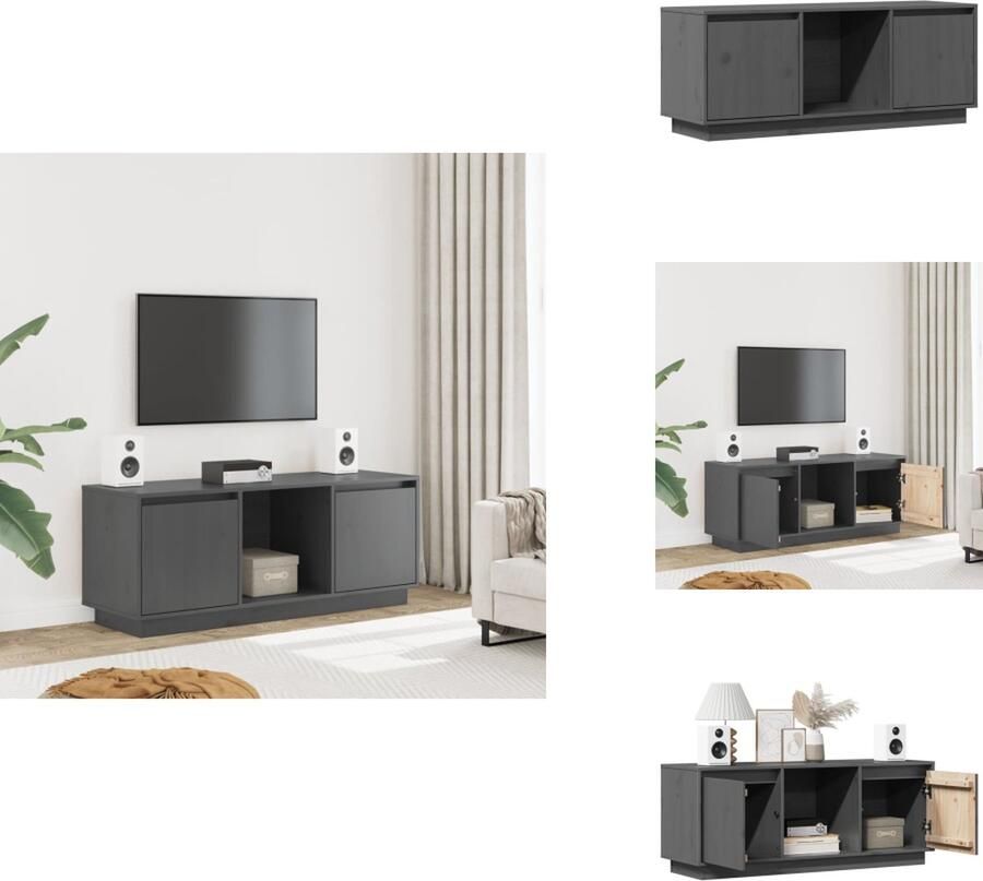 VidaXL Tv-meubel Tv-meubelen Televisiekast Tv-kast Tv-meubel 110 5x35x44 cm massief grenenhout grijs