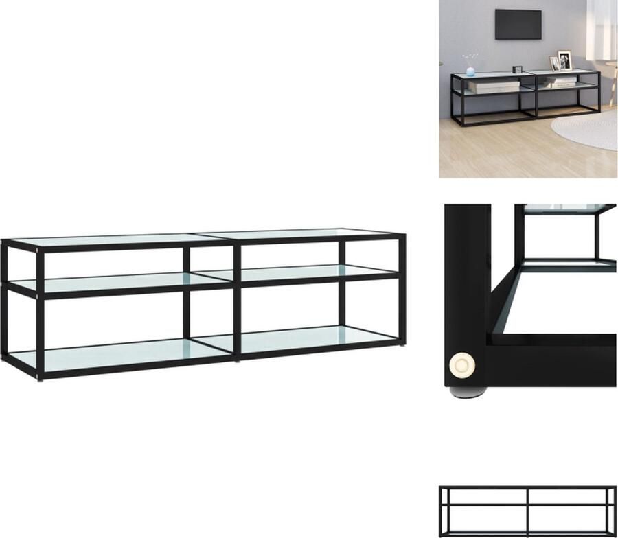 VidaXL Tv-meubel Tv-meubelen Televisiemeubel Televisiekast Tv-meubel 140x40x40 5 cm gehard glas witmarmerkleurig