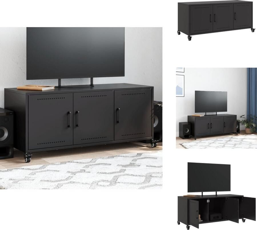 VidaXL Tv-meubel Tv-meubelen Tv Kast Opbergkast Tv-meubel 100 5x39x43 5 cm staal zwart