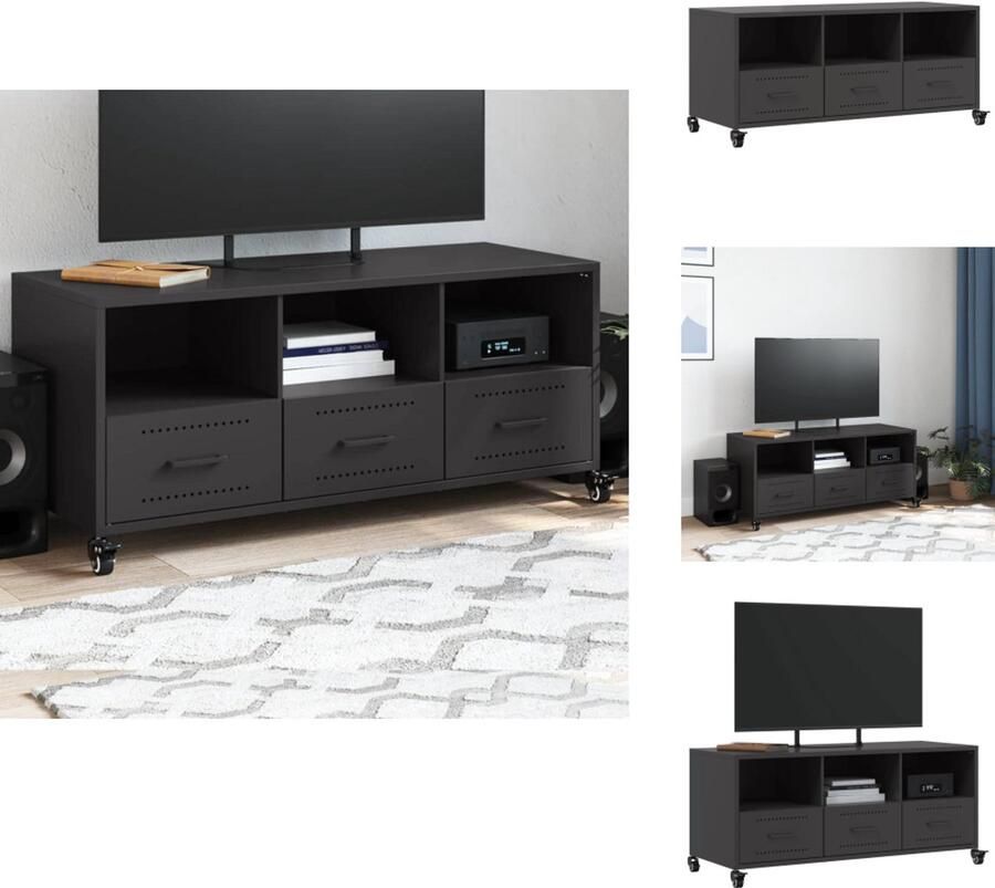 VidaXL Tv-meubel Tv-meubelen Tv Kast Opbergkast Tv-meubel 100 5x39x43 5 cm staal zwart