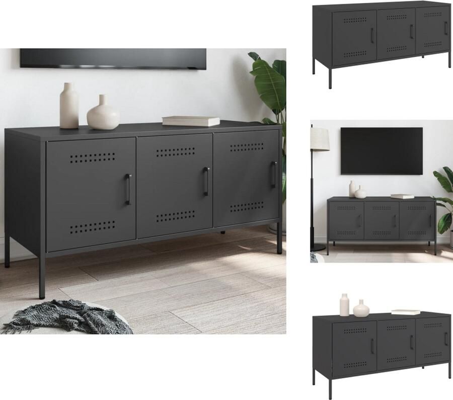 VidaXL Tv-meubel Tv-meubelen Tv Kast Opbergkast Tv-meubel 100 5x39x50 5 cm staal zwart