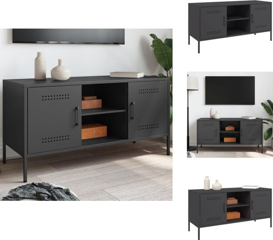 VidaXL Tv-meubel Tv-meubelen Tv Kast Opbergkast Tv-meubel 100 5x39x50 5 cm staal zwart