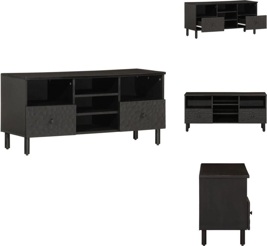 VidaXL Tv-meubel Tv-meubelen Tv Kast Opbergkast Tv-meubel 100x33x46 cm massief mangohout zwart