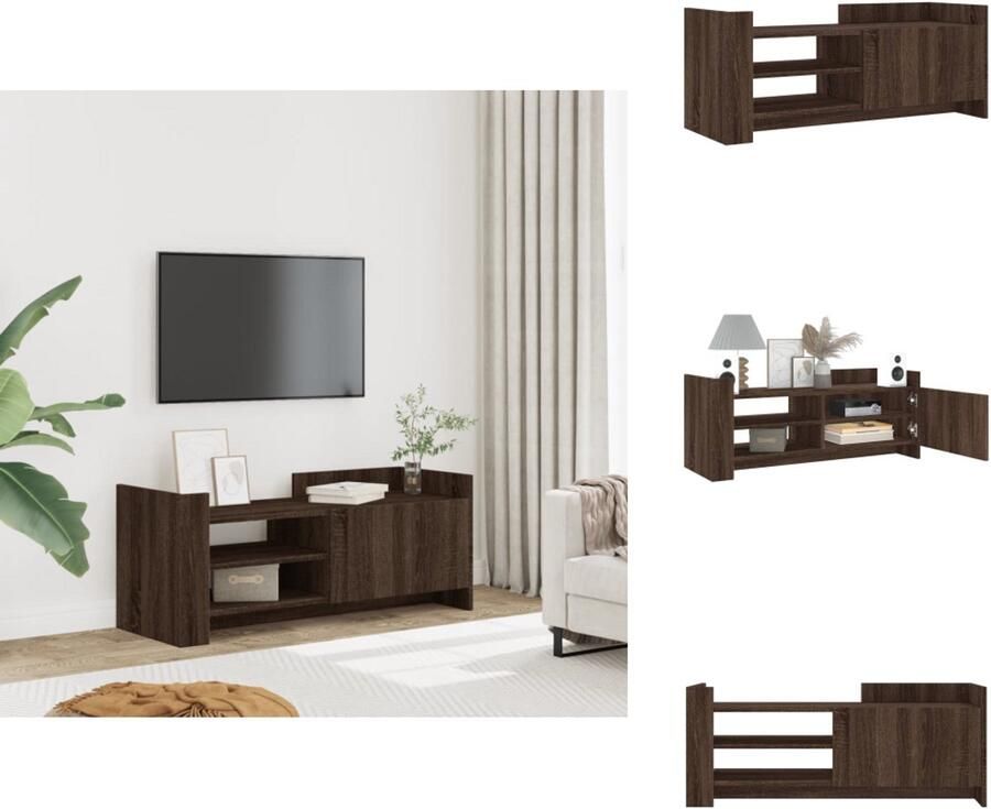 The Living Store Tv-meubel 100x35x40 cm bewerkt hout bruin eikenkleur Tv-meubel Tv Kast Opbergkast Houten Tv-standaard Bruine Eiken Kleur - Foto 3