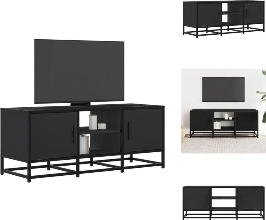 VidaXL Tv-meubel Tv-meubelen Tv Kast Opbergkast Tv-meubel 100x35x41 cm bewerkt hout en metaal zwart