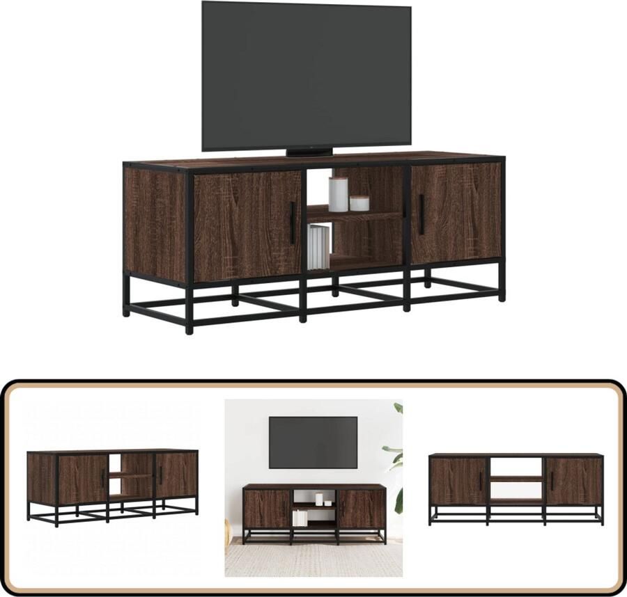 VidaXL Tv-meubel Tv-meubelen Tv Kast Opbergkast Tv-meubel 100x35x41 cm bewerkt hout metaal bruin eikenkleur