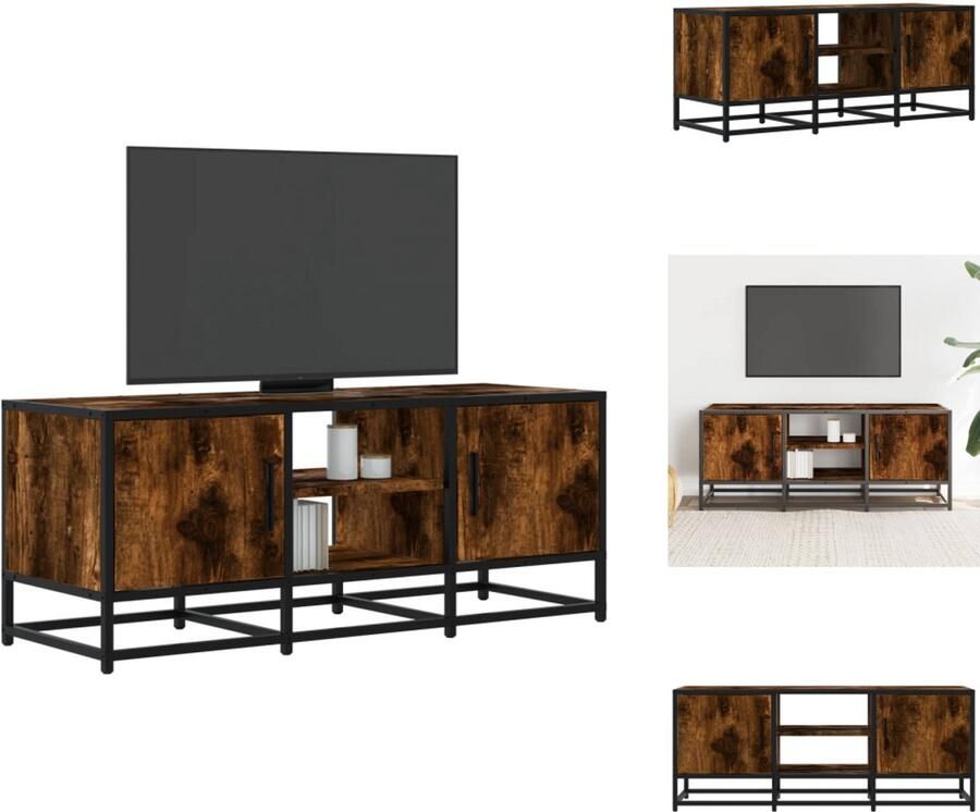 VidaXL Tv-meubel Tv-meubelen Tv Kast Opbergkast Tv-meubel 100x35x41 cm bewerkt hout metaal gerookt eikenkleurig