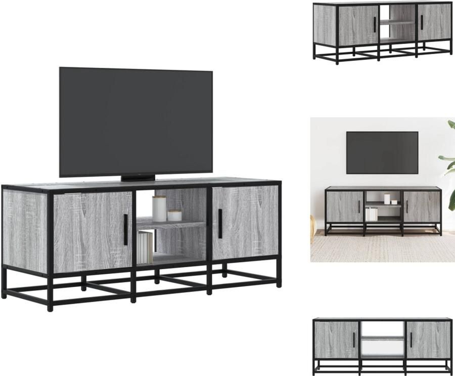 VidaXL Tv-meubel Tv-meubelen Tv Kast Opbergkast Tv-meubel 100x35x41 cm bewerkt hout metaal grijs sonoma eiken