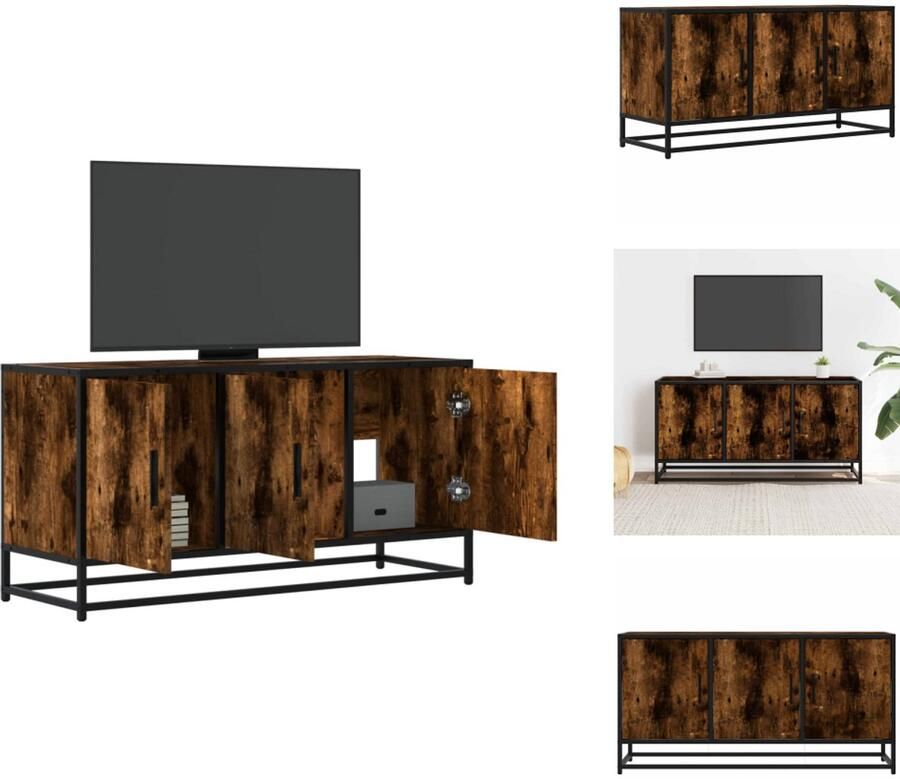 VidaXL Tv-meubel Tv-meubelen Tv Kast Opbergkast Tv-meubel 100x35x50 cm bewerkt hout metaal gerookt eikenkleurig