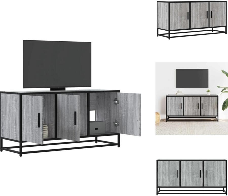 VidaXL Tv-meubel Tv-meubelen Tv Kast Opbergkast Tv-meubel 100x35x50 cm bewerkt hout metaal grijs sonoma eiken
