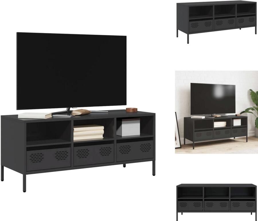 VidaXL Tv-meubel Tv-meubelen Tv Kast Opbergkast Tv-meubel 101 5x39x43 5 cm koudgewalst staal zwart