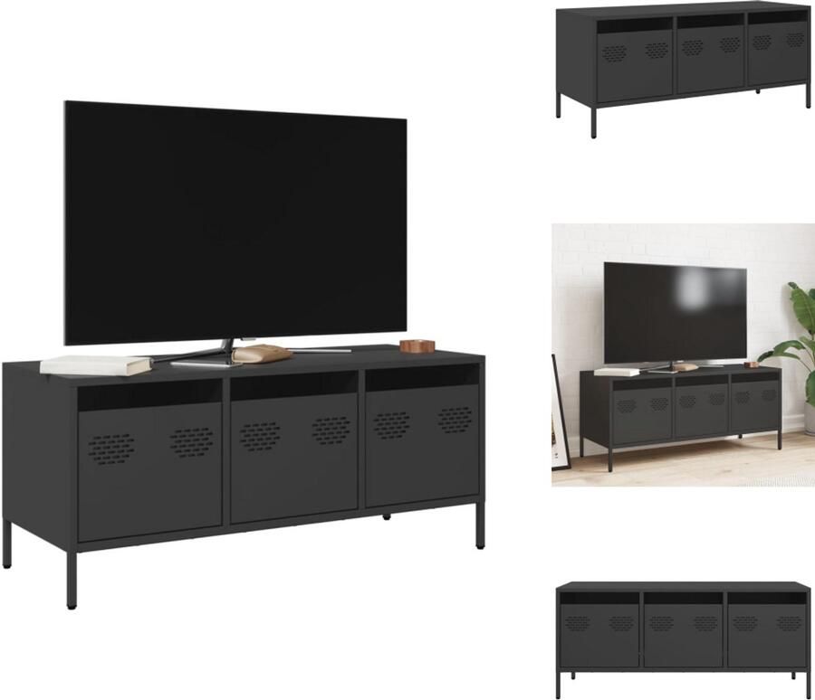 VidaXL Tv-meubel Tv-meubelen Tv Kast Opbergkast Tv-meubel 101 5x39x43 5 cm koudgewalst staal zwart