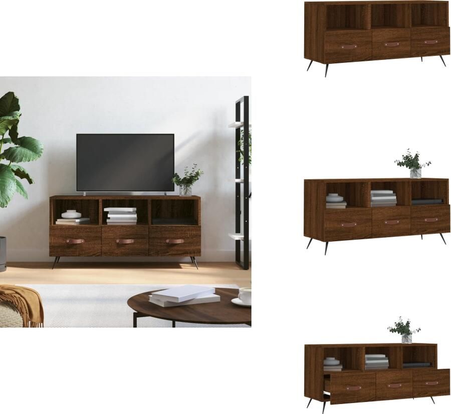 VidaXL Tv-meubel Tv-meubelen Tv Kast Opbergkast Tv-meubel 102x36x50 cm bewerkt hout bruineikenkleurig