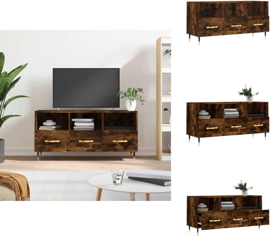 VidaXL Tv-meubel Tv-meubelen Tv Kast Opbergkast Tv-meubel 102x36x50 cm bewerkt hout gerookt eikenkleurig