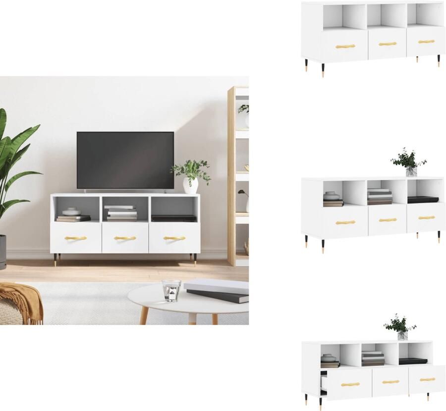 VidaXL Tv-meubel Tv-meubelen Tv Kast Opbergkast Tv-meubel 102x36x50 cm bewerkt hout wit