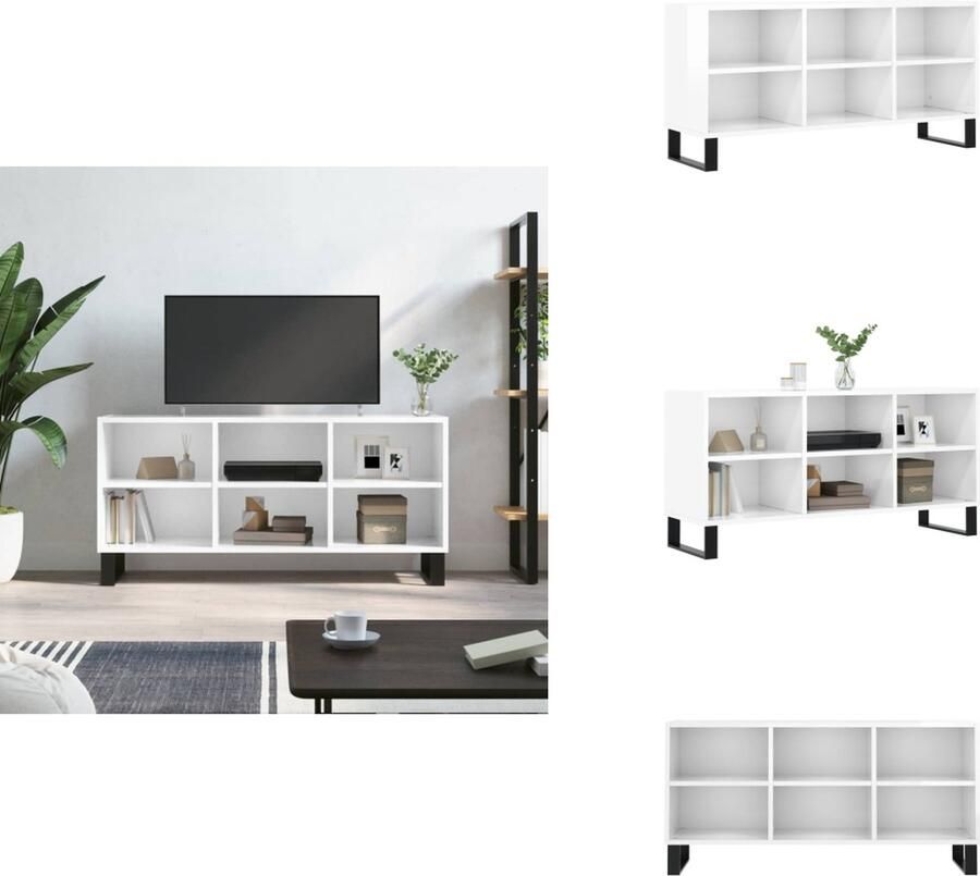 VidaXL Tv-meubel Tv-meubelen Tv Kast Opbergkast Tv-meubel 103 5x30x50 cm bewerkt hout hoogglans wit