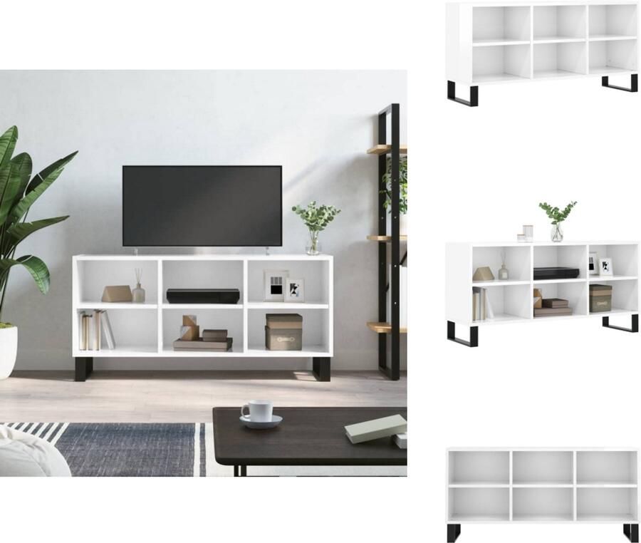 VidaXL Tv-meubel Tv-meubelen Tv Kast Opbergkast Tv-meubel 103 5x30x50 cm bewerkt hout hoogglans wit - Foto 2