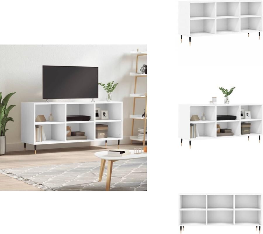 VidaXL Tv-meubel Tv-meubelen Tv Kast Opbergkast Tv-meubel 103 5x30x50 cm bewerkt hout wit - Foto 2