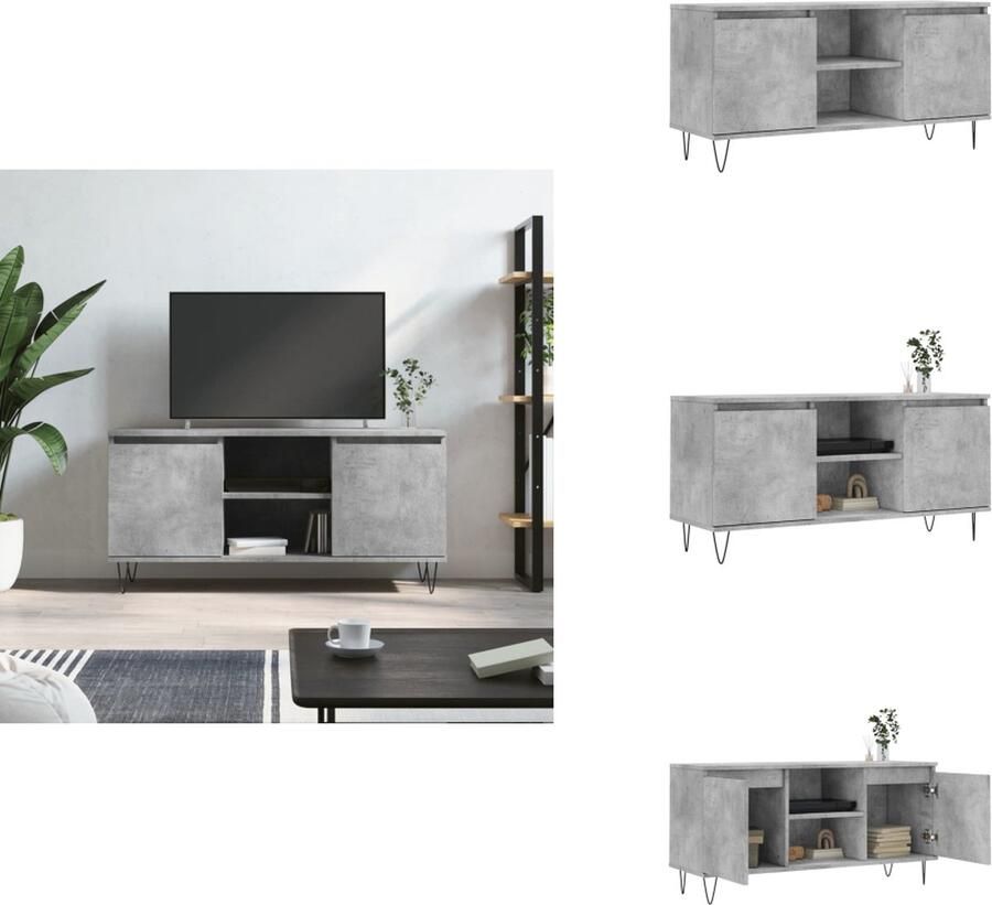 VidaXL Tv-meubel Tv-meubelen Tv Kast Opbergkast Tv-meubel 104x35x50 cm bewerkt hout betongrijs