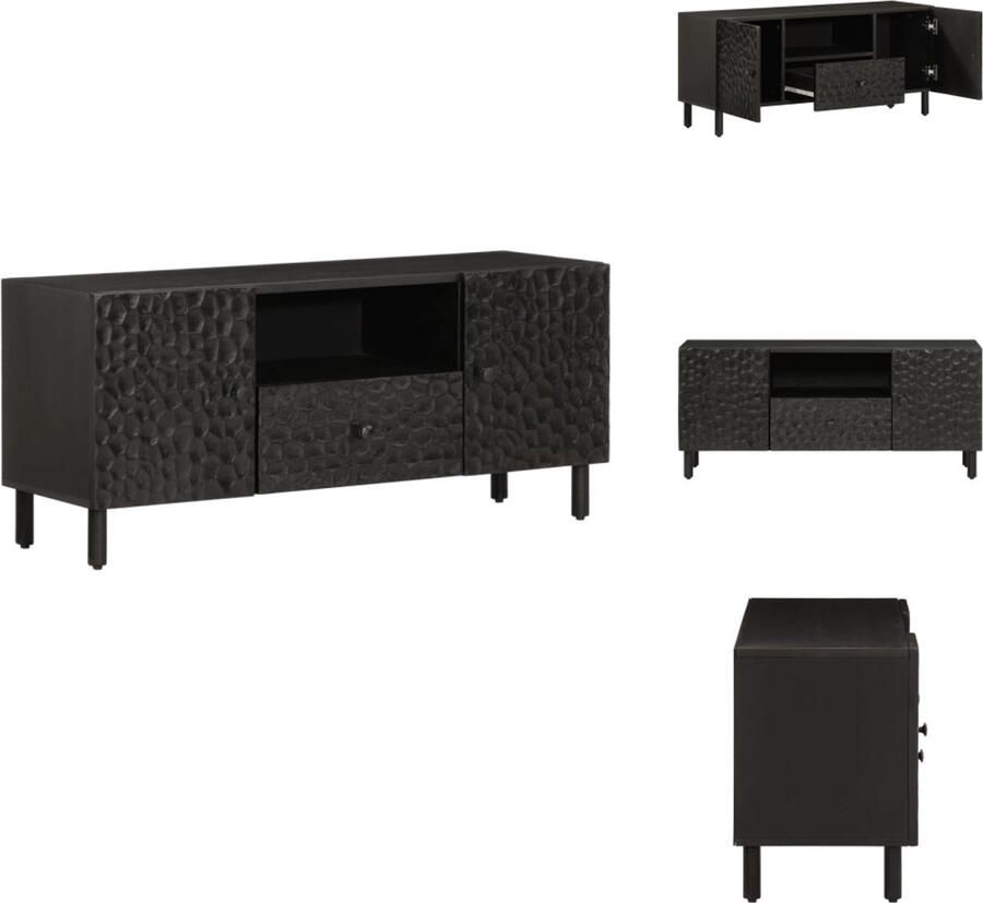 VidaXL Tv-meubel Tv-meubelen Tv Kast Opbergkast Tv-meubel 105x33x46 cm massief mangohout zwart