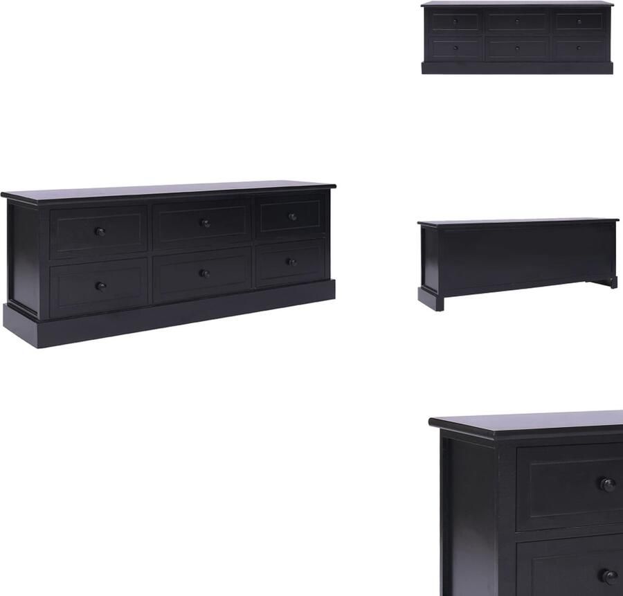 VidaXL Tv-meubel Tv-meubelen Tv Kast Opbergkast Tv-meubel 108x30x40 cm massief paulowniahout zwart