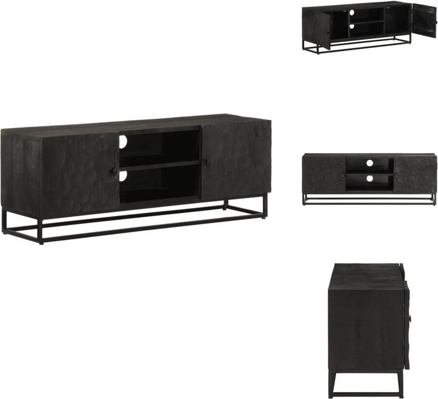 VidaXL Tv-meubel Tv-meubelen Tv Kast Opbergkast Tv-meubel 110x30x40 cm massief mangohout en ijzer zwart
