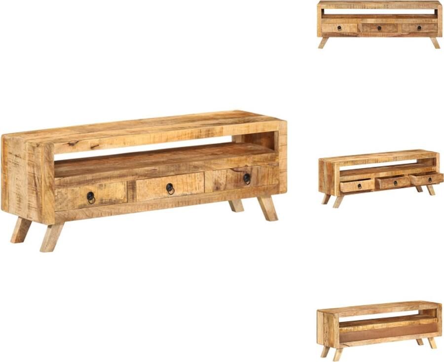 VidaXL Tv-meubel Tv-meubelen Tv Kast Opbergkast Tv-meubel 110x30x40 cm massief mangohout