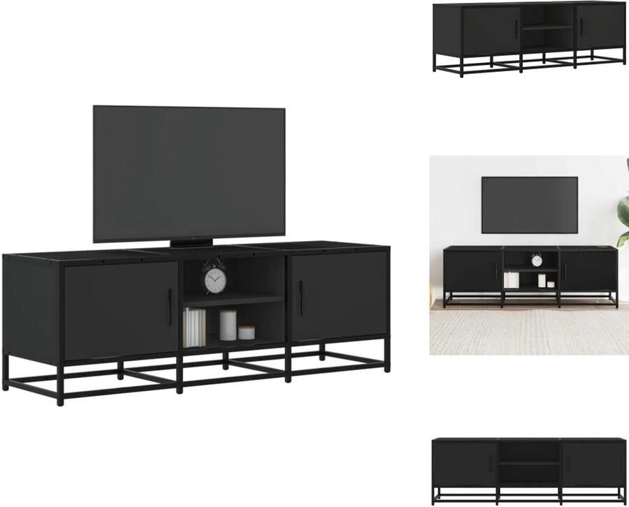VidaXL Tv-meubel Tv-meubelen Tv Kast Opbergkast Tv-meubel 120x35x41 cm bewerkt hout en metaal zwart
