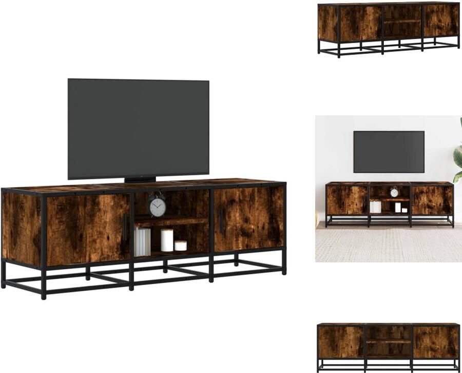 VidaXL Tv-meubel Tv-meubelen Tv Kast Opbergkast Tv-meubel 120x35x41 cm bewerkt hout metaal gerookt eikenkleurig