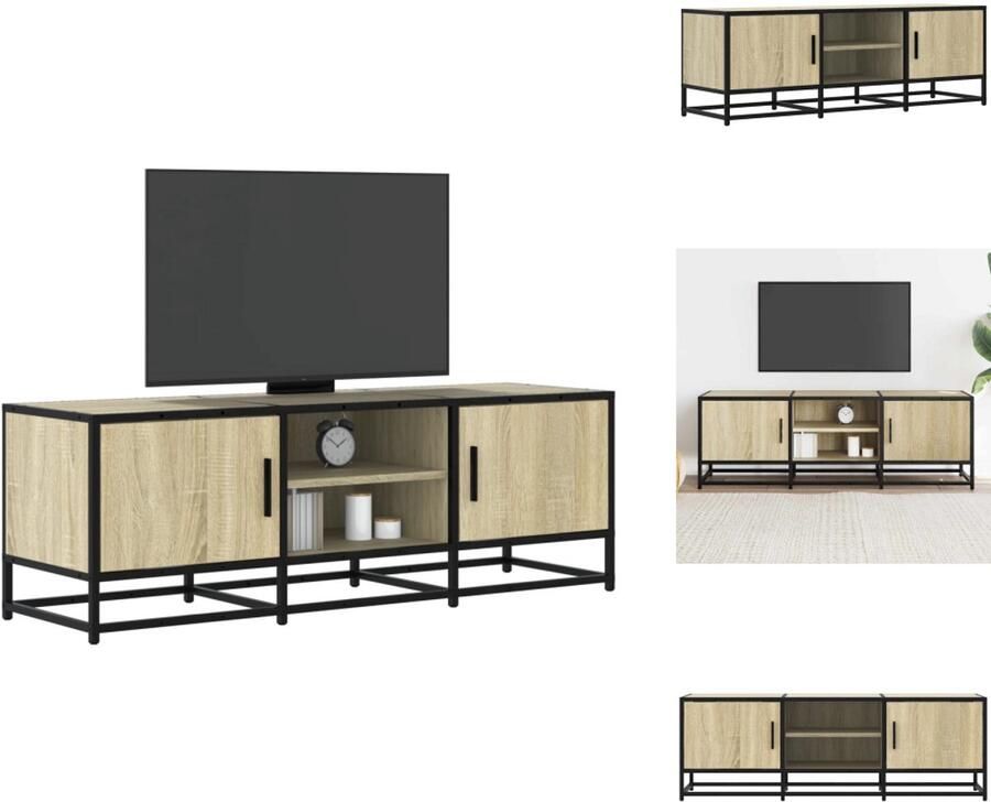 VidaXL Tv-meubel Tv-meubelen Tv Kast Opbergkast Tv-meubel 120x35x41 cm bewerkt hout metaal sonoma eikenkleurig