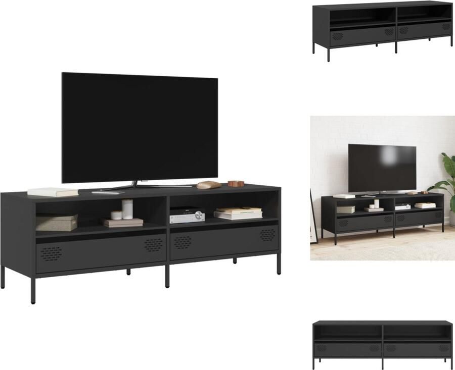 VidaXL Tv-meubel Tv-meubelen Tv Kast Opbergkast Tv-meubel 135x39x43 5 cm koudgewalst staal zwart