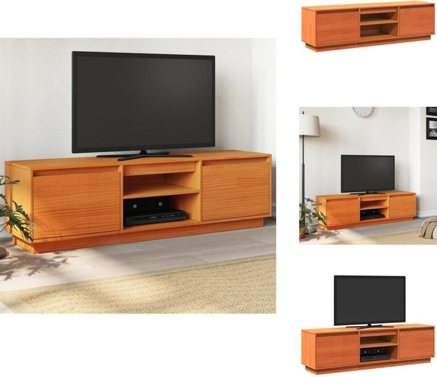 VidaXL Tv-meubel Tv-meubelen Tv Kast Opbergkast Tv-meubel 140x35x40 cm massief grenenhout wasbruin