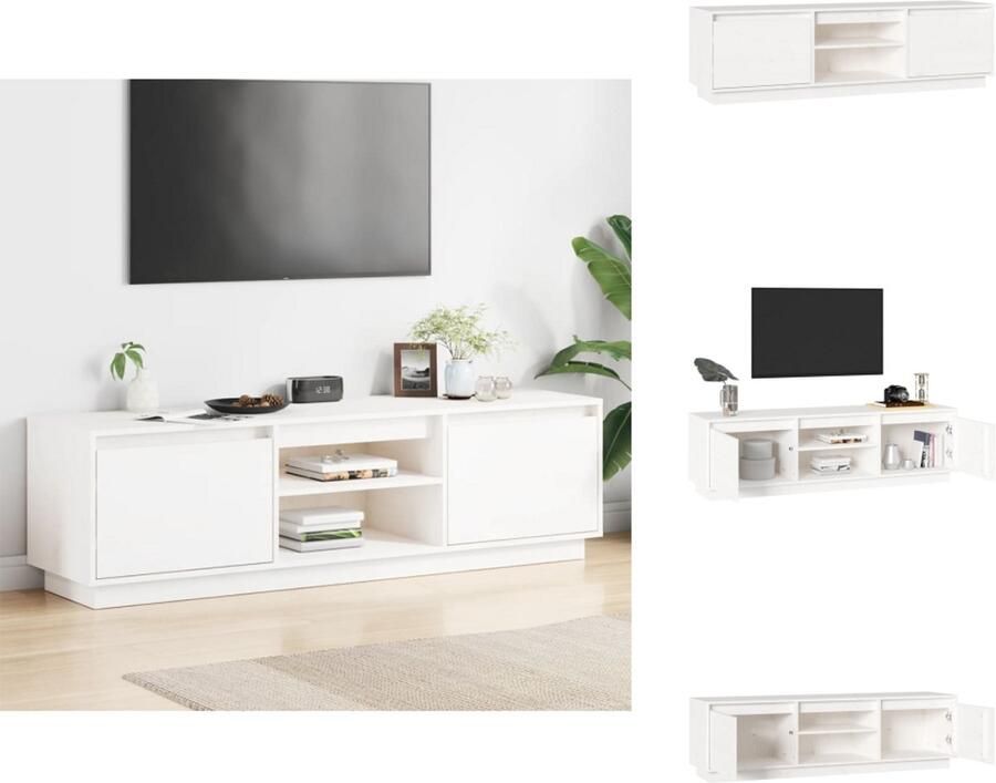 VidaXL Tv-meubel Tv-meubelen Tv Kast Opbergkast Tv-meubel 140x35x40 cm massief grenenhout wit