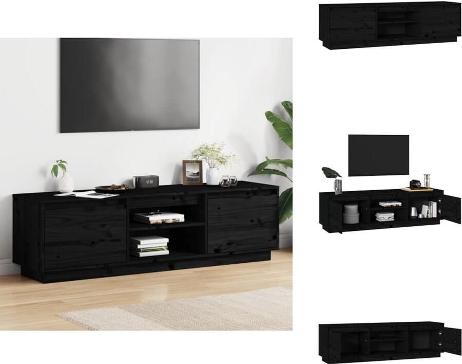 VidaXL Tv-meubel Tv-meubelen Tv Kast Opbergkast Tv-meubel 140x35x40 cm massief grenenhout zwart