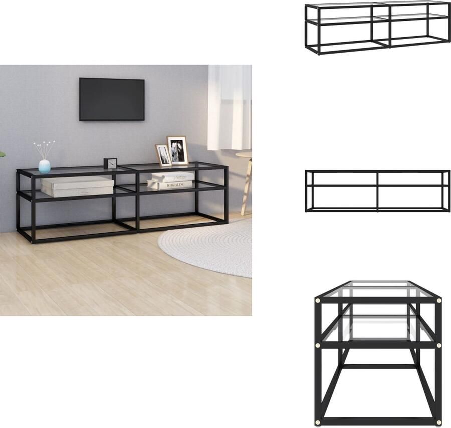 VidaXL Tv-meubel Tv-meubelen Tv Kast Opbergkast Tv-meubel 140x40x40 5 cm gehard glas transparant