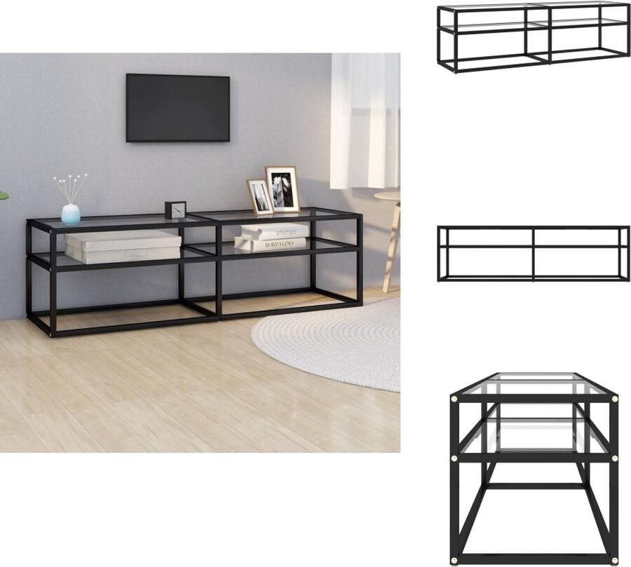 VidaXL Tv-meubel Tv-meubelen Tv Kast Opbergkast Tv-meubel 140x40x40 5 cm gehard glas transparant - Foto 2