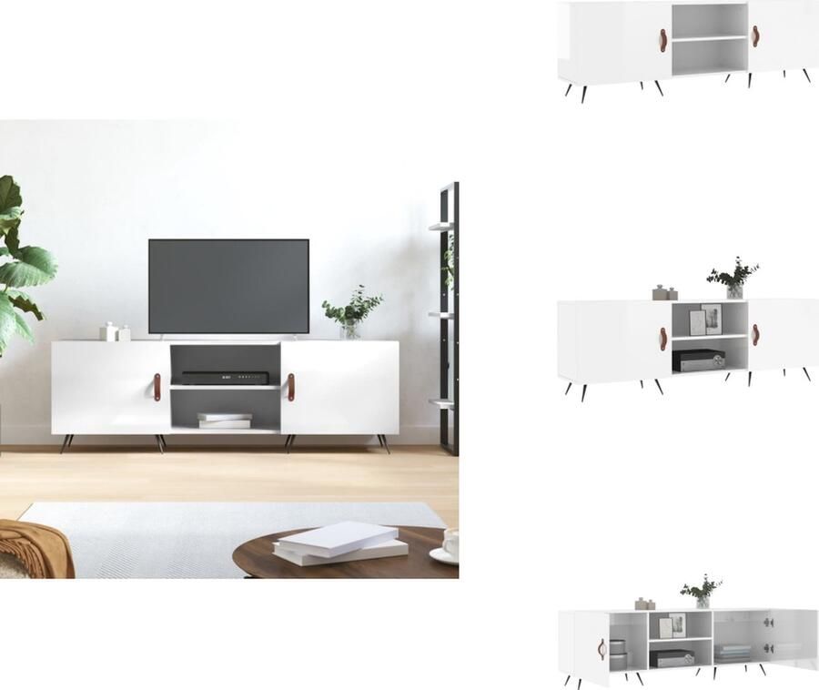 VidaXL Tv-meubel Tv-meubelen Tv Kast Opbergkast Tv-meubel 150x30x50 cm bewerkt hout hoogglans wit