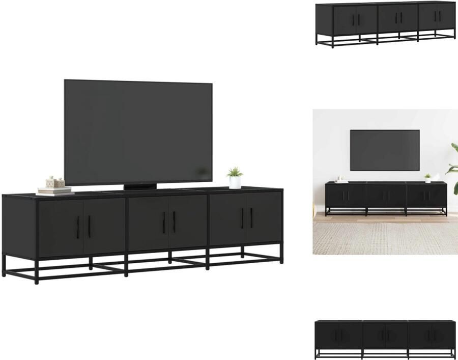 VidaXL Tv-meubel Tv-meubelen Tv Kast Opbergkast Tv-meubel 150x35x41 cm bewerkt hout en metaal zwart
