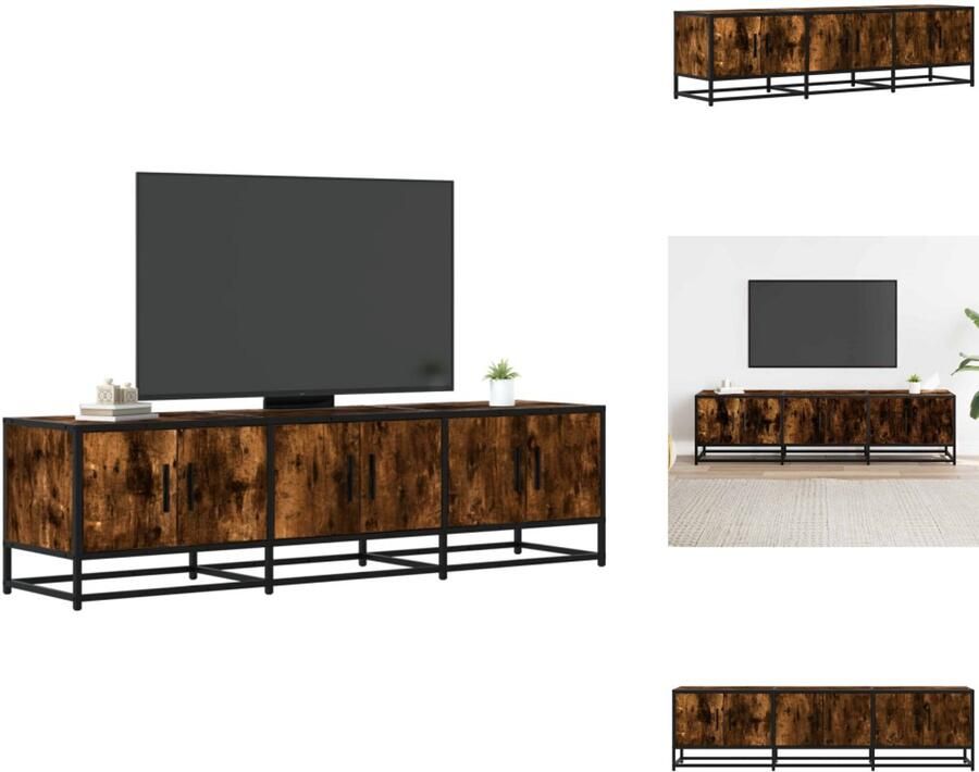 VidaXL Tv-meubel Tv-meubelen Tv Kast Opbergkast Tv-meubel 150x35x41 cm bewerkt hout metaal gerookt eikenkleurig