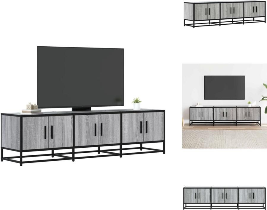 VidaXL Tv-meubel Tv-meubelen Tv Kast Opbergkast Tv-meubel 150x35x41 cm bewerkt hout metaal grijs sonoma eiken