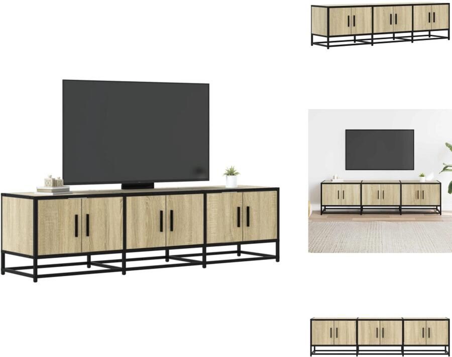 VidaXL Tv-meubel Tv-meubelen Tv Kast Opbergkast Tv-meubel 150x35x41 cm bewerkt hout metaal sonoma eikenkleurig